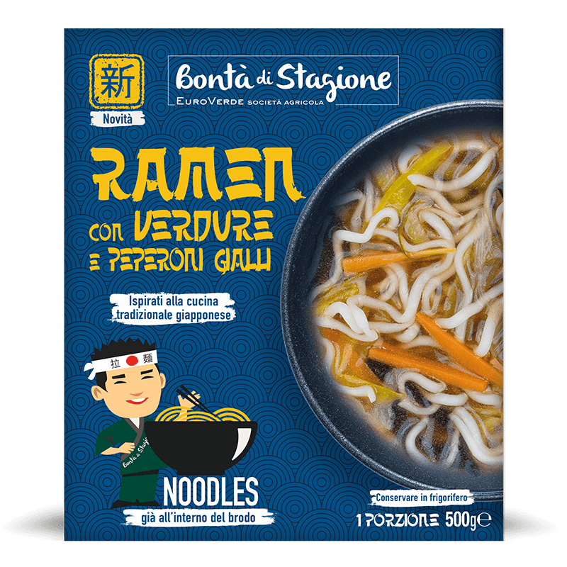 Ramen with vegetables and yellow peppers